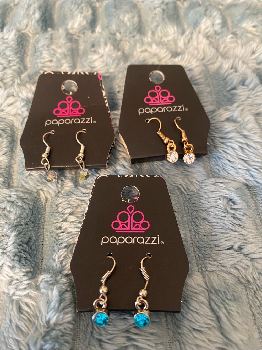 NWT Paparazzi Rhinestone Dangle Earring Bundle - Set of 3 Pairs Costume Jewelry